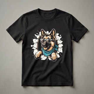 Cool German Shepherd Dog with Sunglasses Graphic T-Shirt