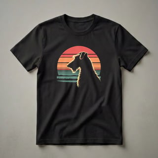 Retro Sunset Irish Wolfhound Dog Silhouette Graphic T-Shirt