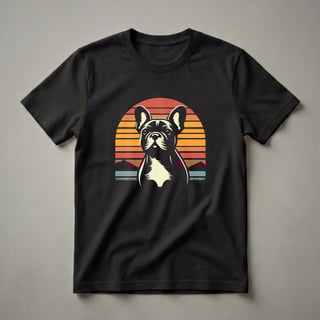 Retro French Bulldog Sunset Graphic T-Shirt for Dog Lovers