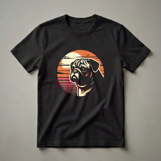 Retro Sunset Pug Graphic T-Shirt for Dog Lovers