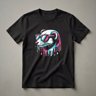 Cool Ferret Wearing Sunglasses Geometric Drip Graphic T-Shirt