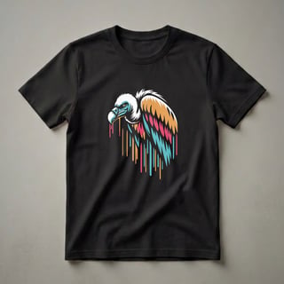 Colorful Vulture Dripping Paint Geometric Graphic T-Shirt