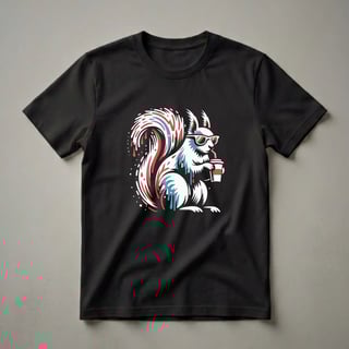 Cool Squirrel Drinking Coffee Graphic T-Shirt for Coffee Lovers