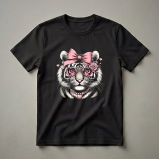 Tiger With Pink Glasses Graphic T-Shirt for Girls and Women