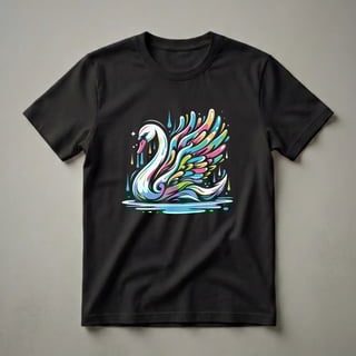 Colorful Abstract Swan Graphic Art T-Shirt for Animal Lovers