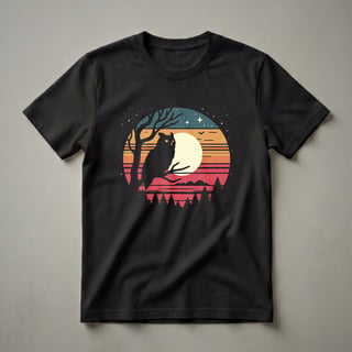 Retro Sunset Owl Silhouette Graphic T-Shirt for Nature Lovers