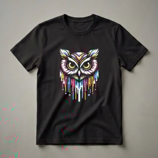 Geometric Owl Dripping Paint Graphic T-Shirt for Art Lovers