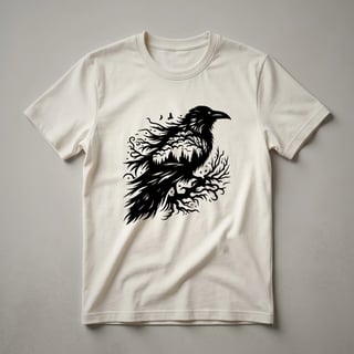 Stylized Raven in Flight Graphic T-Shirt for Bird Lovers