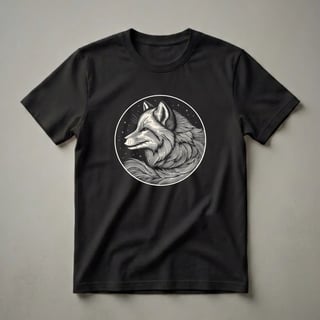 Arctic Fox Linocut Graphic T-Shirt for Wildlife Enthusiasts