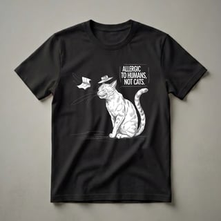 Allergic to Humans Not Cats Funny Cat Lover Graphic T-Shirt