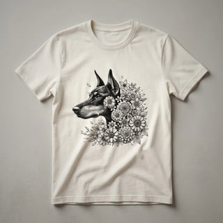 Floral Doberman Pinscher Dog Silhouette T-Shirt for Dog Moms