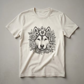 Floral Siberian Husky Graphic T-Shirt for Dog Lovers
