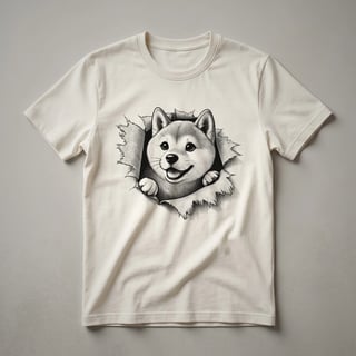 Funny Shiba Inu Peeking Floral Border Graphic T-Shirt for Dog Owners