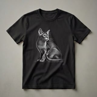 Abyssinian Cat Scratchboard Art Graphic T-Shirt for Cat Lovers