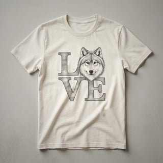 Stylized Wolf Head Heart Graphic T-Shirt for Wildlife Lovers