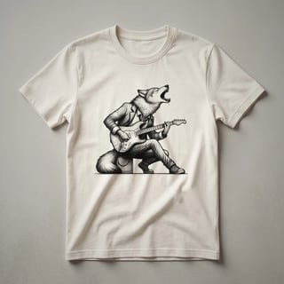 Funny Wolf Howling and Playing Guitar Graphic T-Shirt for Men