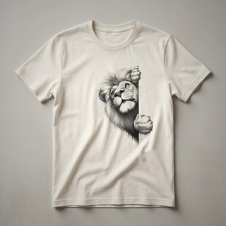 Funny Lion Peeking Graphic T-Shirt for Animal Humor Lovers