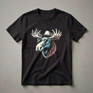 Cool Moose with Sunglasses Retro Graphic T-Shirt for Men and Boys