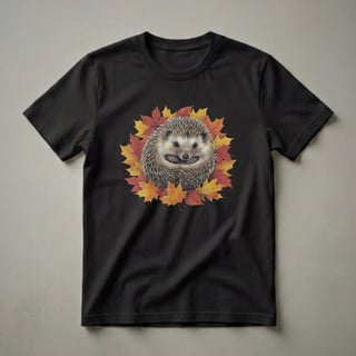 Hedgehog Autumn Leaves Graphic T-Shirt for Animal Lovers
