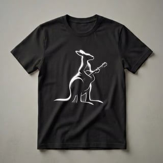 Kangaroo Playing Guitar Silhouette Graphic T-Shirt for Musicians
