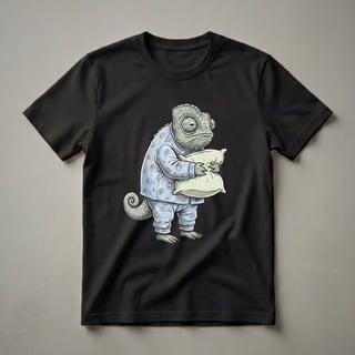 Funny Sleepy Chameleon in Pajamas Graphic T-Shirt for Pajama Lovers