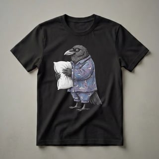 Sleepy Raven in Pajamas Graphic T-Shirt for Night Owls