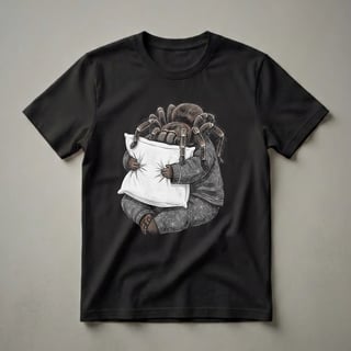 Funny Sleepy Tarantula Hugging Pillow Graphic T-Shirt for Arachnid