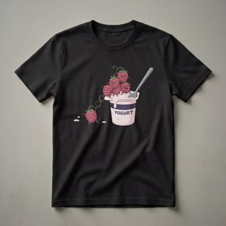 Funny Raspberry Yogurt Cup Cartoon Graphic T-Shirt for Foodies