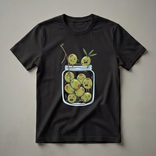 Funny Olive Jar Graphic T-Shirt for Foodies and Martini Lovers