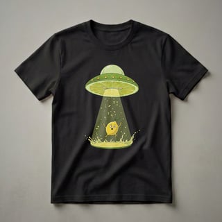 Funny Lime Slice UFO Abduction Graphic T-Shirt for Fruit Lovers