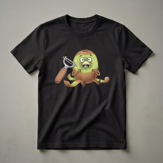 Funny Kiwi Fruit Peeling Humor Graphic T-Shirt for Foodies