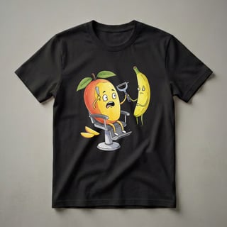 Funny Mango Banana Barber Humor Graphic T-Shirt for Foodies