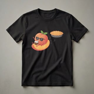 Funny Relaxing Peach and Pie Graphic T-Shirt for Foodies