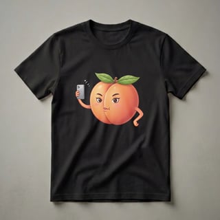 Funny Peach Fruit Selfie Graphic T-Shirt for Foodies