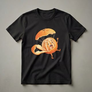 Funny Orange Fruit Parachute Graphic T-Shirt for Foodies