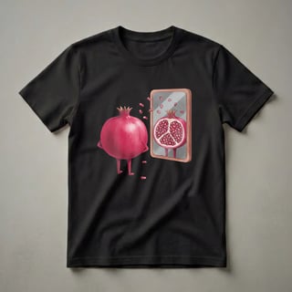 Funny Pomegranate Mirror Reflection Graphic T-Shirt for Fruit Lovers