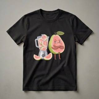 Funny Angry Guava Fruit Blender Graphic T-Shirt for Foodies