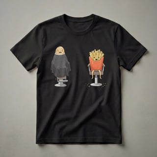 Funny Potato and French Fries Hairdresser Graphic T-Shirt
