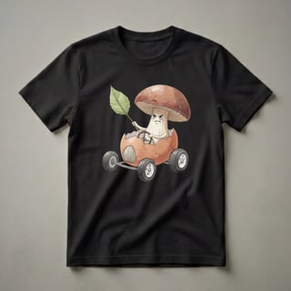 Grumpy Mushroom in Egg Car Funny Watercolor T-Shirt