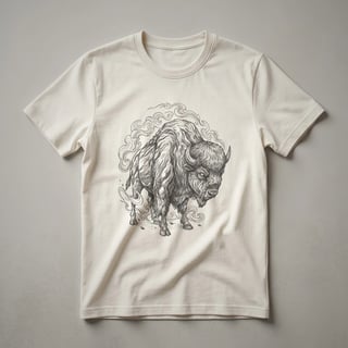 Bison Sketch Art T-Shirt for Wildlife Enthusiasts