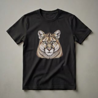 Mountain Lion Face Drawing Graphic T-Shirt for Wildlife Enthusiasts