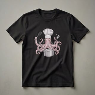 Funny Octopus Chef Graphic T-Shirt for Cooks and Foodies