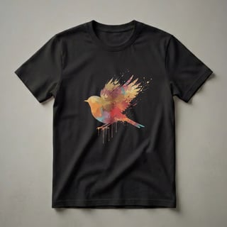 Artistic Robin Bird Splatter Graphic T-Shirt for Nature Lovers