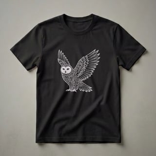 Floral Snowy Owl Vintage Drawing Graphic T-Shirt for Bird Lovers