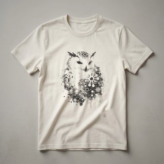 Abstract Snowy Owl Floral Graphic T-Shirt for Nature Lovers