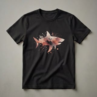 Artistic Shark Watercolor Splash Graphic T-Shirt for Marine Life