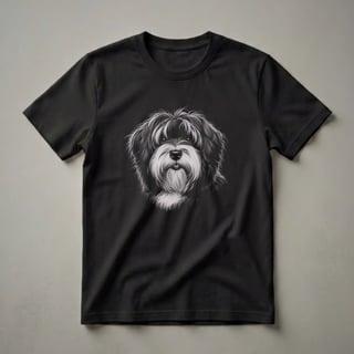 Tibetan Terrier Face Drawing Graphic T-Shirt for Dog Lovers