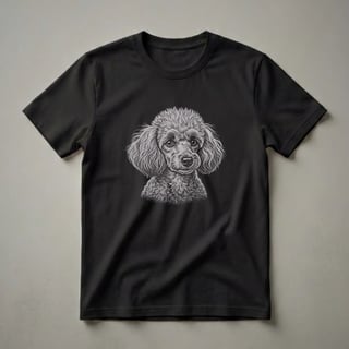 Poodle Face Pencil Drawing Graphic T-Shirt for Dog Lovers