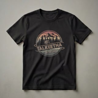 Retro Talkeetna Alaska Mountains and Cabin Graphic T-Shirt