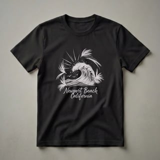 Newport Beach California Vintage Wave Sketch Graphic T-Shirt